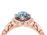 Rose gold Marquise Cut Halo Diamond Solitaire with Filigree Band and Four-Prong Setting_4
