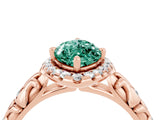 Rose gold Marquise Cut Halo Diamond Solitaire with Filigree Band and Four-Prong Setting_4
