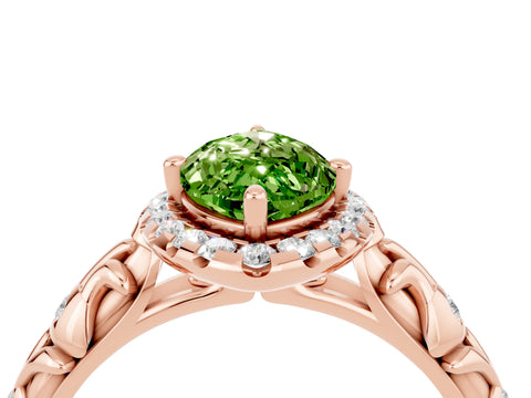 Rose gold Marquise Cut Halo Diamond Solitaire with Filigree Band and Four-Prong Setting_4
