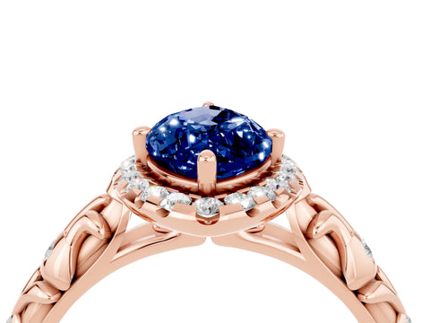 Rose gold Marquise Cut Halo Diamond Solitaire with Filigree Band and Four-Prong Setting_4