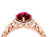 Rose gold Marquise Cut Halo Diamond Solitaire with Filigree Band and Four-Prong Setting_4