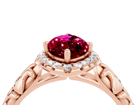 Rose gold Marquise Cut Halo Diamond Solitaire with Filigree Band and Four-Prong Setting_4