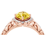 Rose gold Marquise Cut Halo Diamond Solitaire with Filigree Band and Four-Prong Setting_4