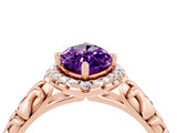 Rose gold Marquise Cut Halo Diamond Solitaire with Filigree Band and Four-Prong Setting_4
