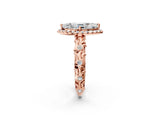 Rose gold Marquise Cut Halo Diamond Solitaire with Filigree Band and Four-Prong Setting_5