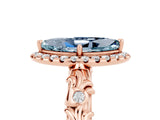 Rose gold Marquise Cut Halo Diamond Solitaire with Filigree Band and Four-Prong Setting_5