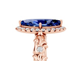 Rose gold Marquise Cut Halo Diamond Solitaire with Filigree Band and Four-Prong Setting_5