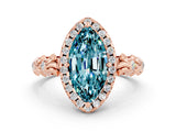 Rose gold Marquise Cut Halo Diamond Solitaire with Filigree Band and Four-Prong Setting