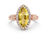 Rose gold Marquise Cut Halo Diamond Solitaire with Filigree Band and Four-Prong Setting