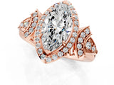 Rose gold Marquise Cut Halo Diamond Split Shank Engagement Ring with Four-Prong Setting_10