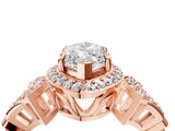 Rose gold Marquise Cut Halo Diamond Split Shank Engagement Ring with Four-Prong Setting_13