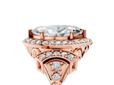 Rose gold Marquise Cut Halo Diamond Split Shank Engagement Ring with Four-Prong Setting_14