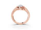 Rose gold Marquise Cut Halo Diamond Split Shank Ring with Prong Setting_6