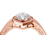 Rose gold Marquise Cut Halo Diamond Split Shank Ring with Prong Setting_7