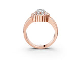 Rose gold Marquise Cut Halo Diamond Split Shank Ring with Scalloped Prong Setting_10
