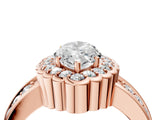 Rose gold Marquise Cut Halo Diamond Split Shank Ring with Scalloped Prong Setting_11