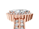 Rose gold Marquise Cut Halo Diamond Split Shank Ring with Scalloped Prong Setting_12