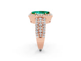 Rose gold Marquise Cut Halo Emerald Ring with Split Shank and Four-Prong Setting_2