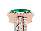 Rose gold Marquise Cut Halo Emerald Ring with Split Shank and Four-Prong Setting_5