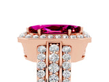 Rose gold Marquise Cut Halo Garnet Ring with Split Shank and Four-Prong Setting_5