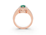 Rose gold Marquise Cut Halo Green Sapphire Ring with Split Shank and Four-Prong Setting_3