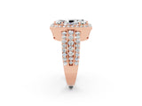 Rose gold Marquise Cut Halo Moissanite Ring with Split Shank and Four-Prong Setting_2