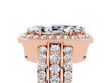 Rose gold Marquise Cut Halo Moissanite Ring with Split Shank and Four-Prong Setting_5