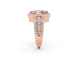 Rose gold Marquise Cut Halo Morganite Ring with Split Shank and Four-Prong Setting_2