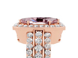 Rose gold Marquise Cut Halo Morganite Ring with Split Shank and Four-Prong Setting_5