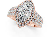 Rose gold Marquise Cut Halo Pavé Diamond Engagement Ring with Split Shank and Four-Prong Setting_1