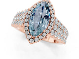 Rose gold Marquise Cut Halo Pavé Diamond Engagement Ring with Split Shank and Four-Prong Setting_1