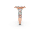 Rose gold Marquise Cut Halo Pavé Diamond Engagement Ring with Split Shank and Four-Prong Setting_2