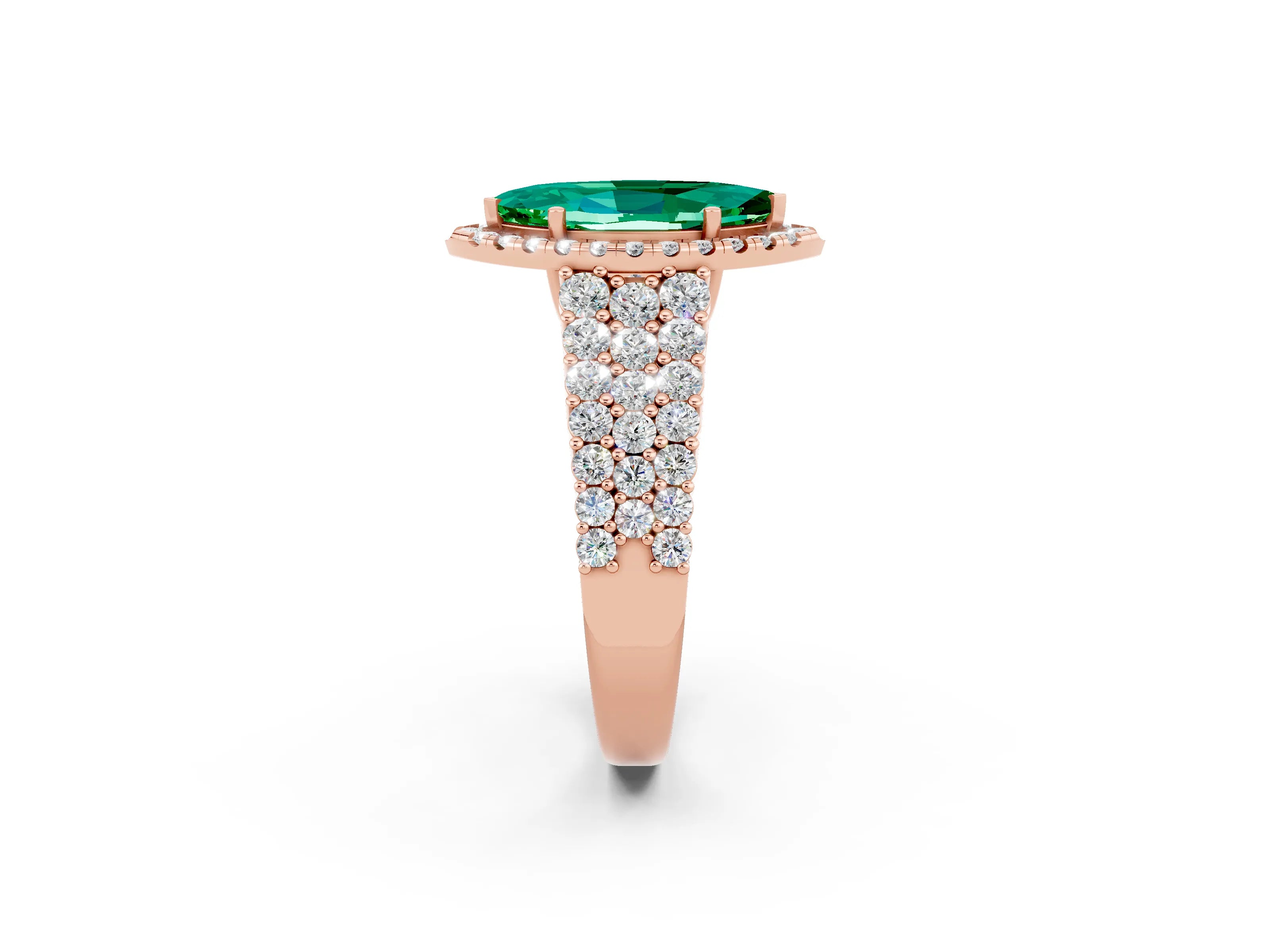 Rose gold Marquise Cut Halo Pavé Diamond Engagement Ring with Split Shank and Four-Prong Setting_2