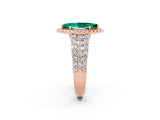 Rose gold Marquise Cut Halo Pavé Diamond Engagement Ring with Split Shank and Four-Prong Setting_2