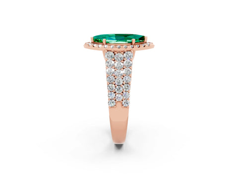 Rose gold Marquise Cut Halo Pavé Diamond Engagement Ring with Split Shank and Four-Prong Setting_2