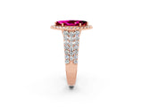 Rose gold Marquise Cut Halo Pavé Diamond Engagement Ring with Split Shank and Four-Prong Setting_2