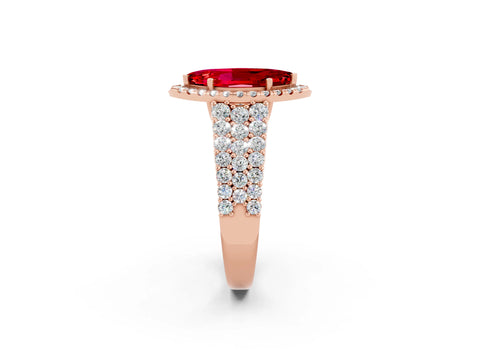 Rose gold Marquise Cut Halo Pavé Diamond Engagement Ring with Split Shank and Four-Prong Setting_2