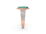 Rose gold Marquise Cut Halo Pavé Diamond Engagement Ring with Split Shank and Four-Prong Setting_2