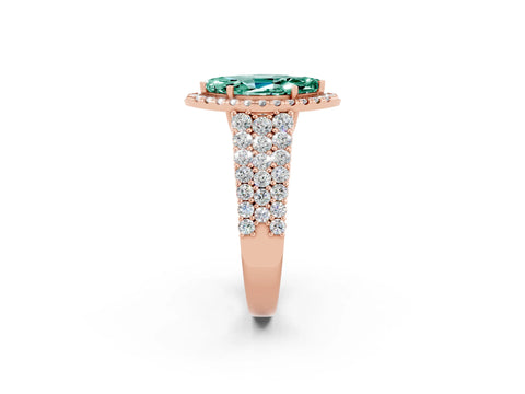 Rose gold Marquise Cut Halo Pavé Diamond Engagement Ring with Split Shank and Four-Prong Setting_2