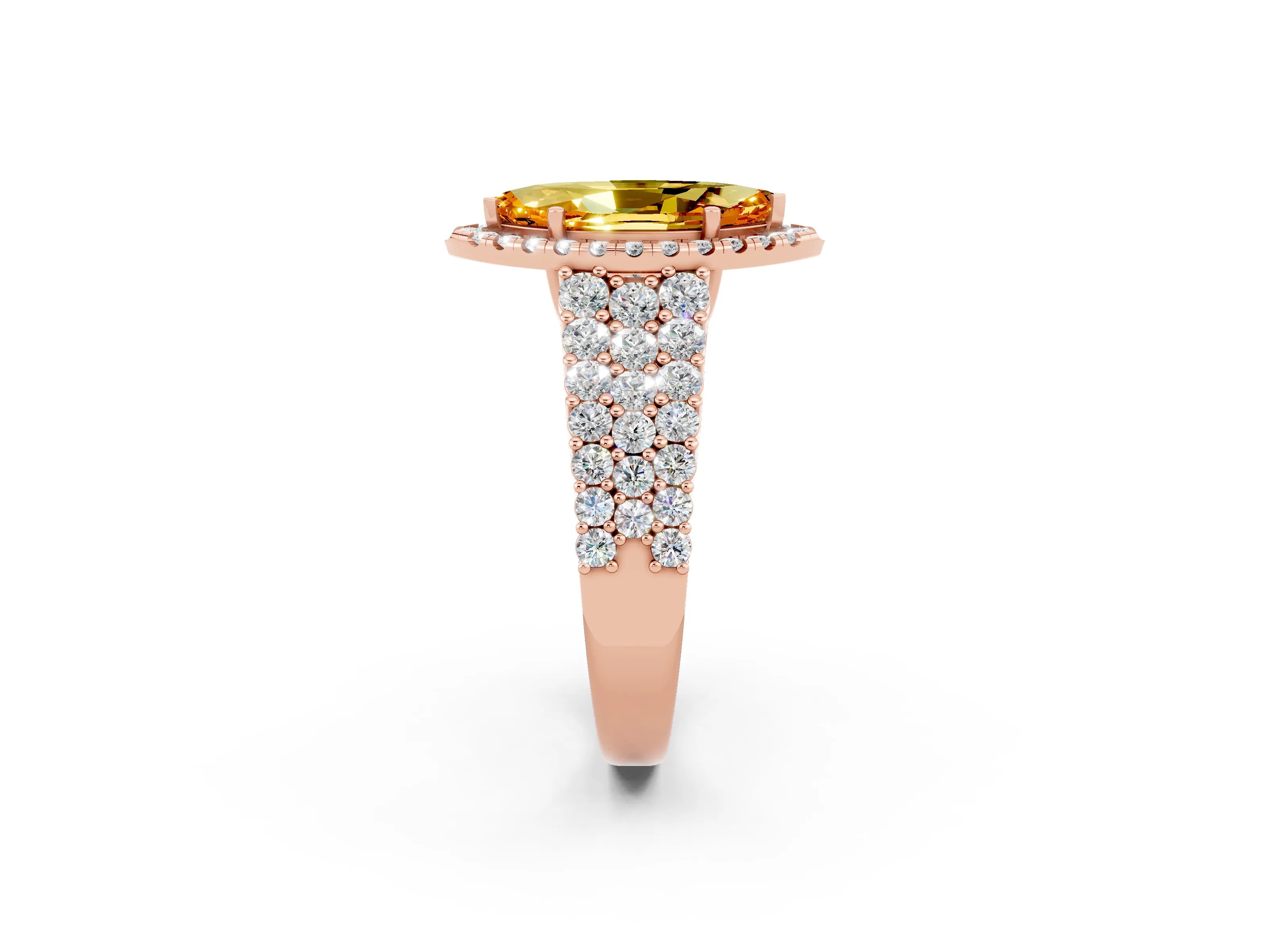 Rose gold Marquise Cut Halo Pavé Diamond Engagement Ring with Split Shank and Four-Prong Setting_2