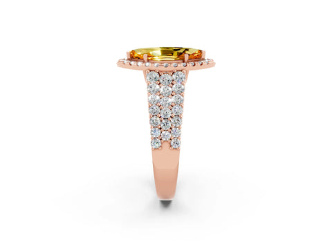 Rose gold Marquise Cut Halo Pavé Diamond Engagement Ring with Split Shank and Four-Prong Setting_2
