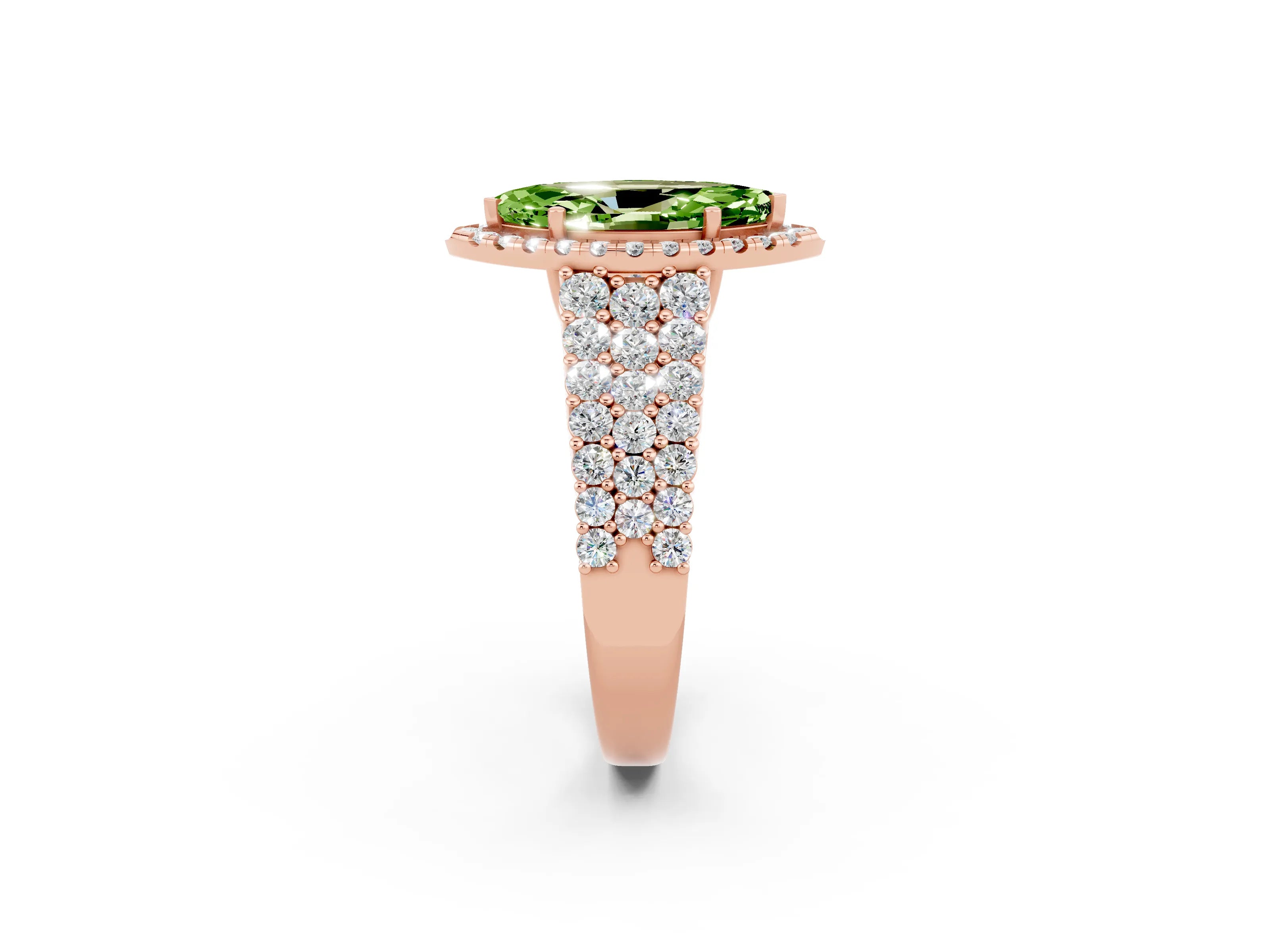 Rose gold Marquise Cut Halo Pavé Diamond Engagement Ring with Split Shank and Four-Prong Setting_2