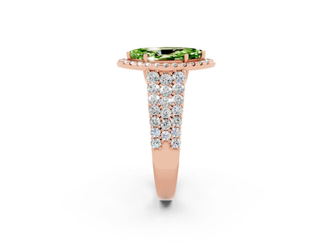 Rose gold Marquise Cut Halo Pavé Diamond Engagement Ring with Split Shank and Four-Prong Setting_2