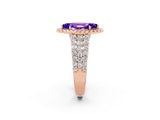 Rose gold Marquise Cut Halo Pavé Diamond Engagement Ring with Split Shank and Four-Prong Setting_2