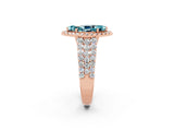 Rose gold Marquise Cut Halo Pavé Diamond Engagement Ring with Split Shank and Four-Prong Setting_2