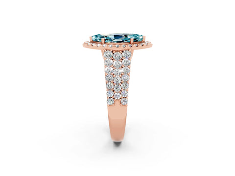 Rose gold Marquise Cut Halo Pavé Diamond Engagement Ring with Split Shank and Four-Prong Setting_2