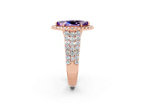 Rose gold Marquise Cut Halo Pavé Diamond Engagement Ring with Split Shank and Four-Prong Setting_2