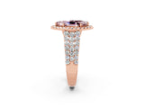Rose gold Marquise Cut Halo Pavé Diamond Engagement Ring with Split Shank and Four-Prong Setting_2