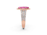 Rose gold Marquise Cut Halo Pavé Diamond Engagement Ring with Split Shank and Four-Prong Setting_2