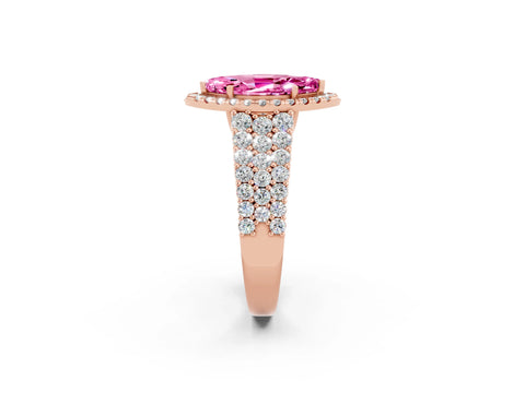 Rose gold Marquise Cut Halo Pavé Diamond Engagement Ring with Split Shank and Four-Prong Setting_2